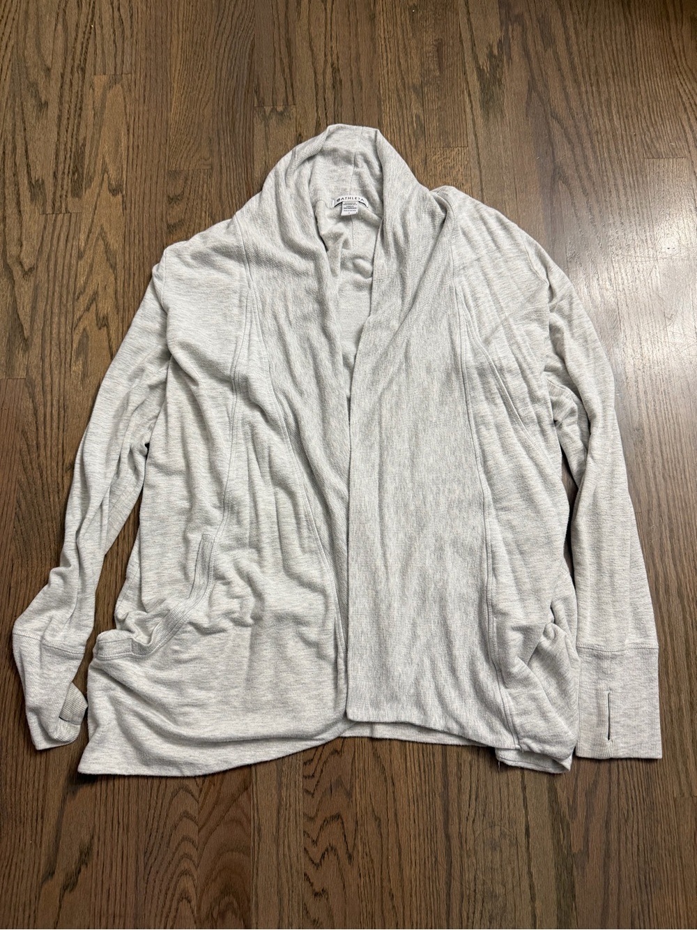 Athleta Light Gray Open-Front Draped Cardigan